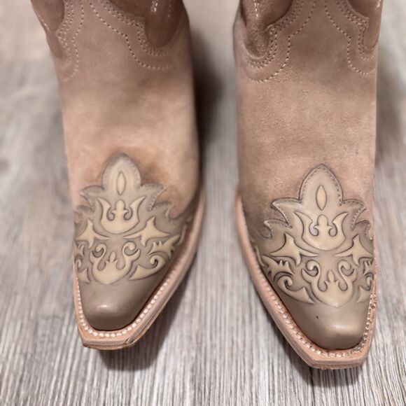 Corral Women Cowboy Leather Boots Sand w/ Embroidery size 6.5. NEW w/ Minor Flaw - Picture 4 of 13